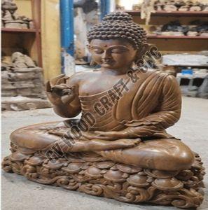 24 Inch Wooden Sitting Gautama Buddha Statue