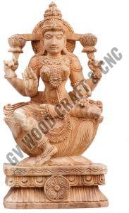 24 Inches Wooden Handcrafted Lakshmi Idol