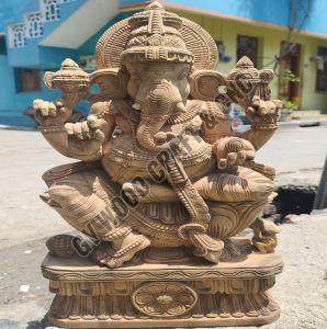 30 Inches Wooden Vinayagar Idol
