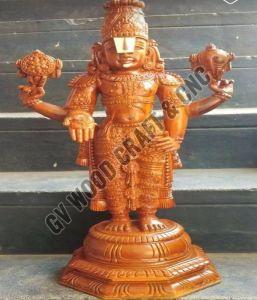 36 Inches Wooden Carved Tirupati Balaji Statue