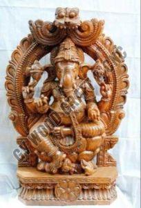 36 Inches Wooden Six Armed Blessing Lord Ganesha