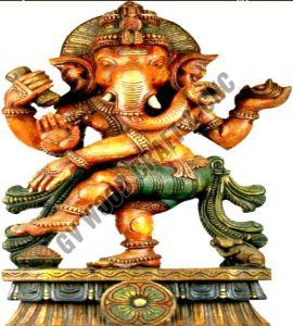 50 Inches Wooden Dancing Ganesha