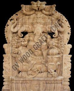 60 Inches Wooden Ganpati Statue