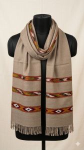 Elegant Beige Handwoven Ethinic Woolen Muffler