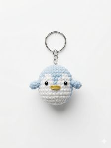Handmade Chroachet Blue Penguin Keychain