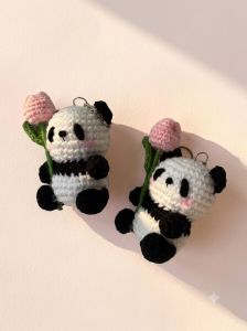 Handmade Chroachet Panda Keychain