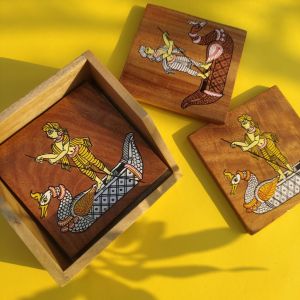 Mythological Hand Painted Wooden Coaster