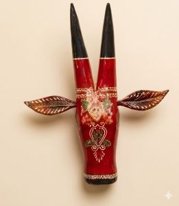 Royal Artisan Wooden Bull Mask Decor
