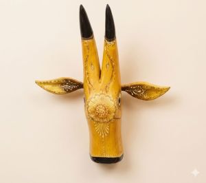 Rustic Tribal Wooden Bull Mask