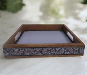 Violet Tranquil Rectangular Wooden Tray