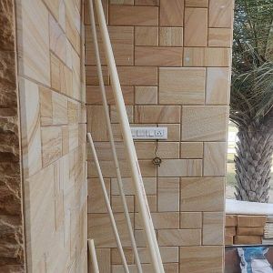 Teakwood Sandblast Stone Wall Panel