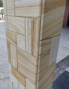 Teakwood Sandblast Stone Wall Panel