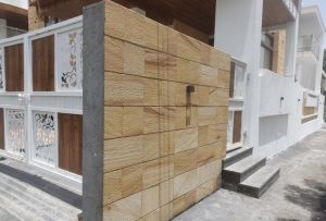 Teakwood Sandblast Stone Wall Panel