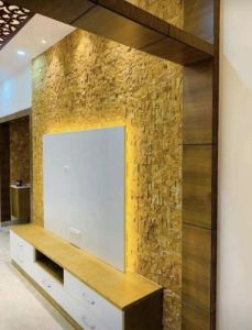 Teak Wood Sandstone Wall Panel