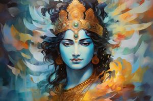Abstract Divine Krishna Canvas Wall Painting