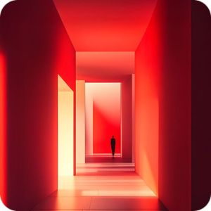 Abstract Red Corridor Canvas Wall Painting