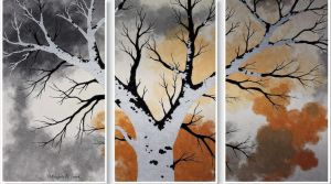 Autumn Birch Tree Abstract Canvas Wall Painting