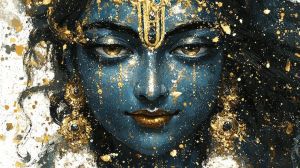 Divine Krishna Splash Art Canvas Wall Painting