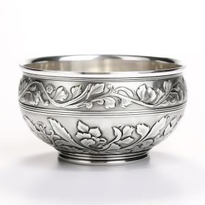 Embossed Silver Finish Decorative Bowl