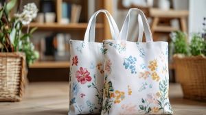 Floral Print Reusable Tote Bag