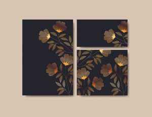 Golden Floral Contemporary Canvas Wall Painting