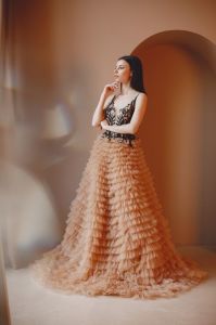 Ladies Designer Ruffle Party Gown
