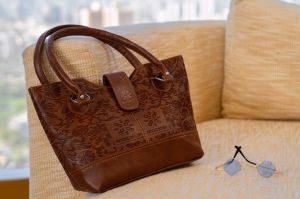 Ladies Embossed Leather Tote Handbag