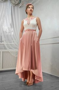Ladies Embroidered High Low Party Gown
