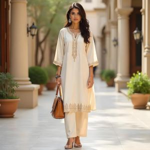 Ladies Embroidered Straight Kurta Pant Set