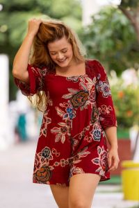 Ladies Floral Print Casual Mini Dress