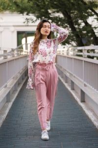 Ladies Floral Print High Neck Top
