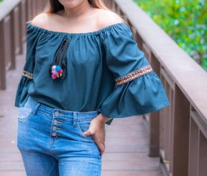 Ladies Off Shoulder Boho Casual Top