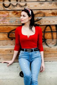 Ladies Ribbed V Neck Casual Top