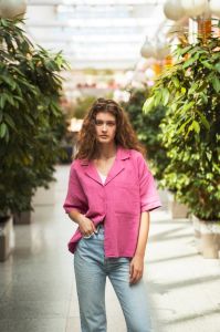 Ladies Solid Casual Oversized Shirt