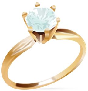 Ladies Solitaire Stone Gold Plated Ring