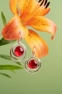 Ladies Stone Studded Hoop Drop Earrings