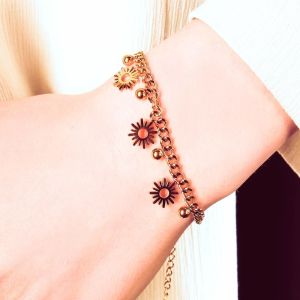 Ladies Sun Charm Chain Bracelet