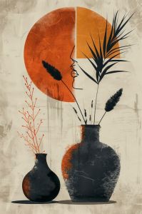 Minimalist Sunset Vase Canvas Wall Painting