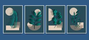 Modern Botanical 4 Panel Canvas Wall Painting