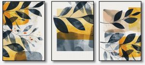 Modern Botanical Leaf Abstract Canvas Wall Painting