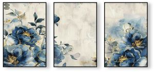 Royal Blue Peony Floral Canvas Wall Painting