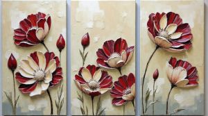 Rustic Red Blossom Floral Canvas Wall Painting