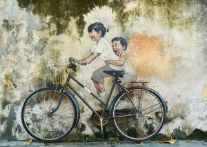 Vintage Childhood Bicycle Canvas Wall Painting