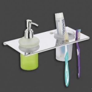 2 In 1 Stainless Steel Liquid Soap Dispenser Toothbrush Holder Set