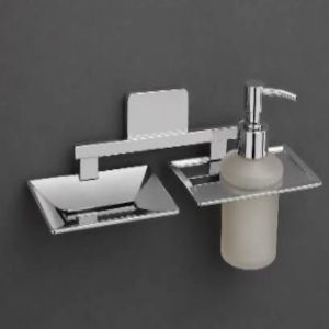 304 Stainless Steel Chrome Finish Prime Soap Dish with Liquid Dispenser