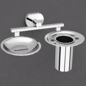 Stainless Steel 304 Chrome Finish Soap Dish with Tumbler Holder