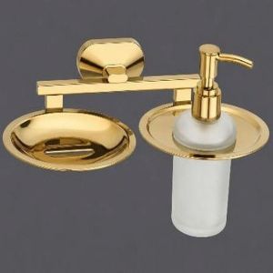 Stainless Steel 304 PVD Gold Soap Dish with Liquid Dispenser