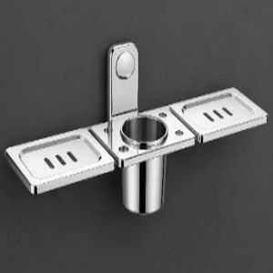 Stainless Steel Mirror Finish Double Soap Dish with Tumbler