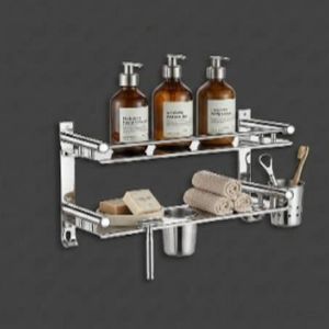 Stainless Steel Mirror Finish Single Shelf with Glass