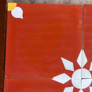 Handmade Encaustic Flower Tile